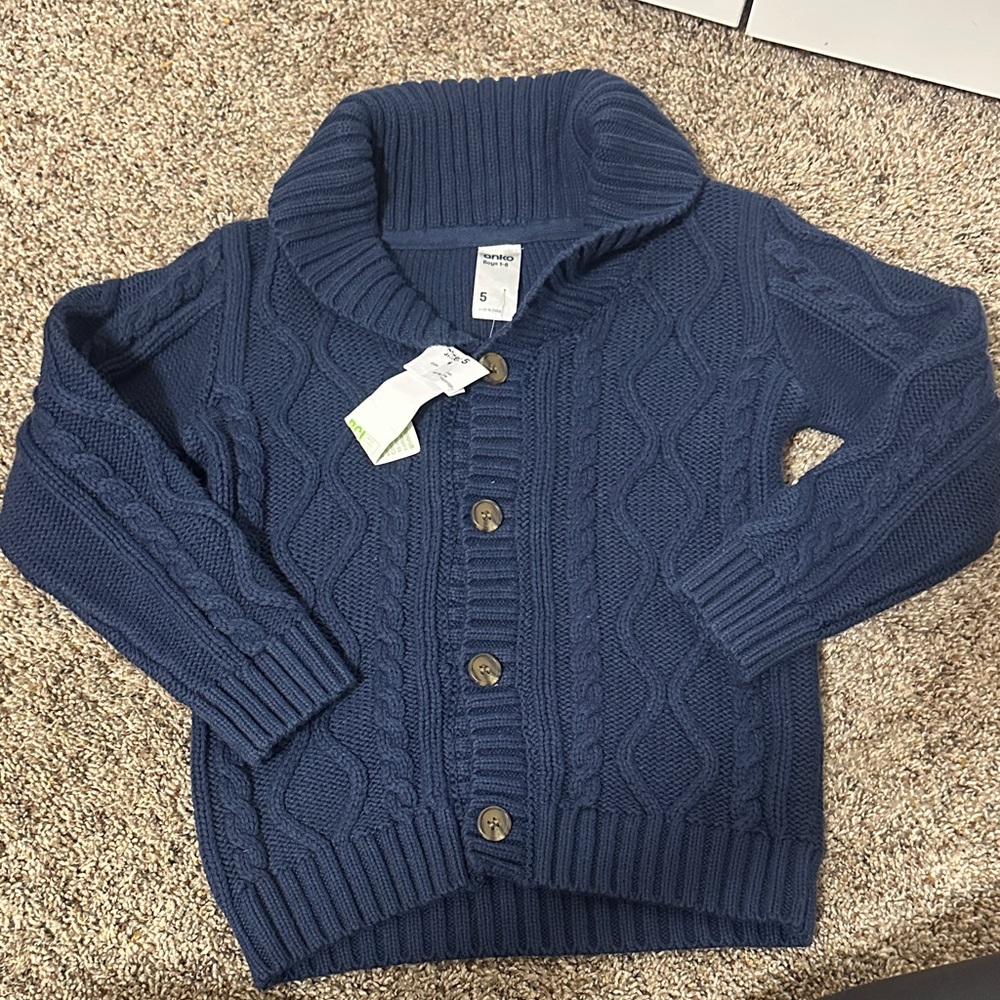 Navy Cable Knit Cardigan